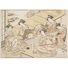 Japanese Print "Five Young Women Of Tama-Ya" by Kitao Shigemasa, 北尾重政 (Kitao Shigemasa 北尾 重政, Katsukawa Shunshō 勝川 春章)