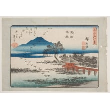 Utagawa Hiroshige, 歌川広重 (Utagawa Hiroshige I 歌川 広重)による浮世絵「Descending Geese at Katada (Katada rakugan)」
