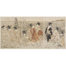 Estampe japonaise "Fair Visitors To Futami Beach" par Kitagawa Utamaro, 喜多川歌麿 (Kitagawa Utamaro I 喜多川 歌麿)