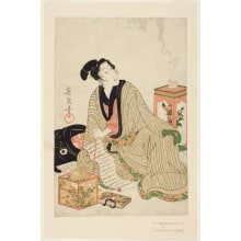 Keisai Eisen, 渓斉英泉 (Keisai Eisen 渓斎 英泉)创作的日本版画《The Incense Smoke》