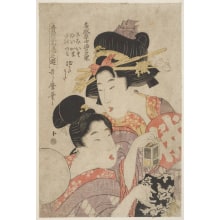 Japanese Print "Peonies: Evening Glow at Uji (Natorigusa Uji no yūbae)" by Kitagawa Utamaro II 二代 喜多川 歌麿