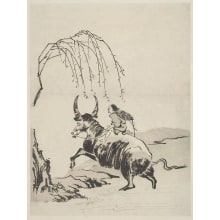 Estampe japonaise "A Bokudo Riding on an Ox" par Utagawa Toyohiro, 歌川豊広 (Utagawa Toyohiro 歌川 豊広)
