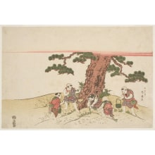 Japanese Print "Mushroom Gathering" by Katsukawa Shunsen, 勝川春扇 (Katsukawa Shunsen 勝川 春扇)