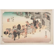 Japanese Print "Fujieda: Changing Horses and Porters" by Utagawa Hiroshige, 歌川広重 (Utagawa Hiroshige I 歌川 広重)