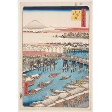 Japanese Print "Nihonbashi, Clearing After Snow (Nihonbashi yukibare)" by Utagawa Hiroshige, 歌川広重 (Utagawa Hiroshige I 歌川 広重)
