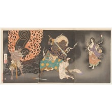 Estampe japonaise "Fudo Myoo Threatening young Yuten Shōnin" par Tsukioka Yoshitoshi, 月岡芳年 (Tsukioka Yoshitoshi 月岡 芳年)