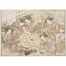 Japanischer Druck "Five Young Women Of Echizen-Ya" von Katsukawa Shunsho, 勝川春章 (Katsukawa Shunshō 勝川 春章, Kitao Shigemasa 北尾 重政)