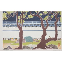 Japanischer Druck "White Wall" von Yoshida Toshi, 吉田遠志 (Toshi Yoshida)