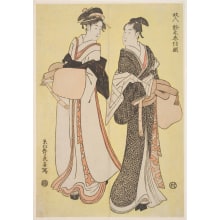Japanischer Druck "The Lovers Shirai Gonpachi and Komurasaki of the Miuraya" von Eishosai Choki, 長喜 (Eishosai Choki)