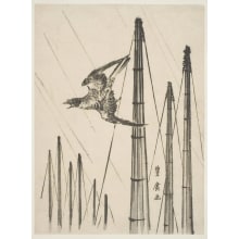 Estampe japonaise "Cuckoo and Rain" par Utagawa Toyohiro, 歌川豊広 (Utagawa Toyohiro 歌川 豊広)