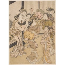 Japanischer Druck "Giving Daikoku the Do-Age" von Suzuki Harunobu, 鈴木春信 (Suzuki Harunobu 鈴木 春信)