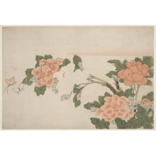 Estampe japonaise "Peonies and Butterflies" par Katsushika Hokusai, 葛飾北斎 (Katsushika Hokusai 葛飾 北斎)