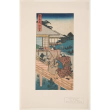 Estampe japonaise "Scene From Act Iv, Hara Goemon and Ono Kudayu arriving at the Residence of Enya Hangan" par Utagawa Hiroshige, 歌川広重 (Utagawa Hiroshige I 歌川 広重)