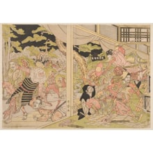 Estampe japonaise "Ushiwaka-Maru In The Fight At Kagami-No-Shuki" par Kitagawa Utamaro, 喜多川歌麿 (Kitagawa Utamaro I 喜多川 歌麿)