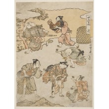 Japanese Print "Tori Shi, The Zodiac Sign Of The Cock" by Kitao Shigemasa, 北尾重政 (Kitao Shigemasa 北尾 重政)