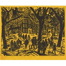 Japanischer Druck "Harvard Yard in Spring" von Matsubara Naoko, 松原直子 (Matsubara Naoko)