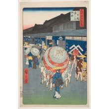 Japanese Print "View of Nihonbashi Tōri 1-chōme" by Utagawa Hiroshige, 歌川広重 (Utagawa Hiroshige I 歌川 広重)