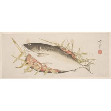 Estampe japonaise "Bonita And Bamboo Leaves" par Gosei