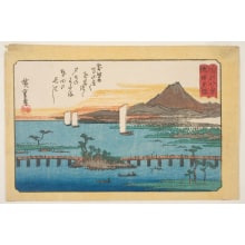 Japanese Print "The Evening Glow at Seta" by Utagawa Hiroshige, 歌川広重 (Utagawa Hiroshige I 歌川 広重)