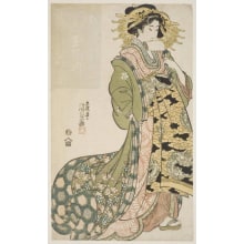 Estampe japonaise "The Courtesan Shiratama of the Tamaya (Tamaya uchi Shiratama)" par Utagawa Kunisada, 歌川国貞 (Utagawa Kunisada I 歌川 国貞)