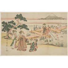 Japanese Print "An Outing At The Yatsu-Hashi" by Kitagawa Utamaro II 二代 喜多川 歌麿