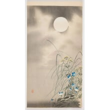 Japanischer Druck "Autumn Grasses, Flowers and Moon" von Ohara Koson, 小原古邨 (Ohara (Koson) Shoson)