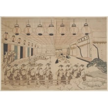Estampe japonaise "A Dinner Party in a Tea-House" par Ryuryukyo Shinsai, 柳々居辰斎 (Ryuryukyo Shinsai)