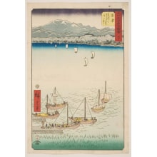 Estampe japonaise "No. 53, Kusatsu: The Bow and Bowstring Route from Kusatsu to Yabase" par Utagawa Hiroshige, 歌川広重 (Utagawa Hiroshige I 歌川 広重)