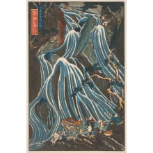 Estampe japonaise "The Falling Mist Waterfall" par Keisai Eisen, 渓斉英泉 (Keisai Eisen 渓斉 英泉)