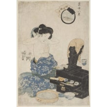 Estampe japonaise "The Autumn Moon over the Young Woman" par Utagawa Kunisada, 歌川国貞 (Utagawa Kunisada I 歌川 国貞)