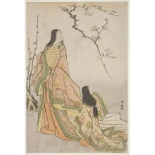 Japanese Print "The Famous Court Lady Poet Ise No Osuke And A Girl Attendant" by Torii Kiyonaga, 鳥居清長 (Torii Kiyonaga)