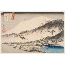Estampe japonaise "Lingering Snow on Mount Hira" par Utagawa Hiroshige, 歌川広重 (Utagawa Hiroshige I 歌川 広重)