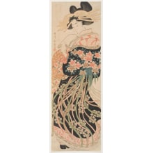 Japanese Print "Courtesan Walking to the Left Holding Tissues" by Katsukawa Shunsen, 勝川春扇 (Katsukawa Shunsen 勝川 春扇)