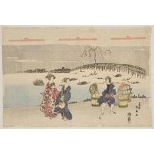 Japanese Print "On the Bank of the Sumidagawa" by Katsukawa Shunsen, 勝川春扇 (Katsukawa Shunsen 勝川 春扇)