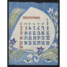 Estampe japonaise "September, 1973 – Moon and Japanese Bellflowers" par Nishijima, Takeshi