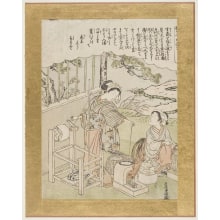 Japanese Print "Women Boiling The Cocoons And Reeling Off The Silk" by Kitao Shigemasa, 北尾重政 (Kitao Shigemasa 北尾 重政)