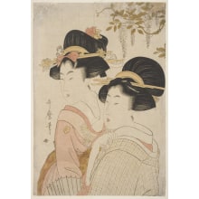 Japanese Print "Two Women under Wisteria" by Kitagawa Utamaro II 二代 喜多川 歌麿