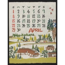 Estampe japonaise "April, 1973 – Village of Nambu in the Tōhoku Region" par Nishijima, Takeshi