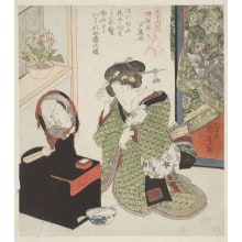 Estampe japonaise "A Face in the Mirror" par Utagawa Kunisada, 歌川国貞 (Utagawa Kunisada I 歌川 国貞)