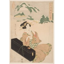 Kikugawa Eizan, 菊川英山 (Kikukawa Eizan 菊川 英山)による浮世絵「Lingering Snow on Mt. Hira」