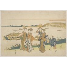 Japanese Print "On the River Bank" by Katsukawa Shunsen, 勝川春扇 (Katsukawa Shunsen 勝川 春扇)