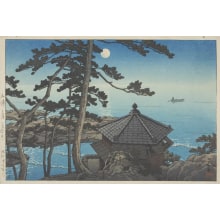 Japanischer Druck "Moon over Izura, Ibaraki (Izura no tsuki)" von Kawase Hasui, 川瀬巴水 (Kawase Hasui)