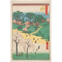 Japanese Print "Temple Gardens at Nippori (Nippori jiin no rinsen)" by Utagawa Hiroshige, 歌川広重 (Utagawa Hiroshige I 歌川 広重)