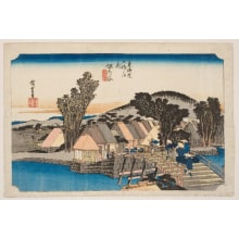 Japanese Print "Hodogaya: Shinkame Bridge (Shinkame Bashi)" by Utagawa Hiroshige, 歌川広重 (Utagawa Hiroshige I 歌川 広重)
