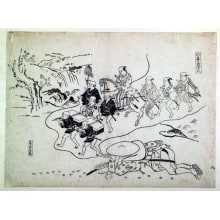 Okumura Masanobu, 奥村政信 (Okumura Masanobu 奥村 政信)创作的日本版画《The Courier of Canton Dreaming of Himself as a Daimyo (Hikyaku Kantan, Yume no daimyo)》