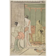 Torii Kiyonaga, 鳥居清長 (Kiyonaga, Torii)创作的日本版画《A Party at Komeikan, a Brothel on Susaki Bay, Fukagawa (Watching the Impromptu Performance of the Takaodori)》
