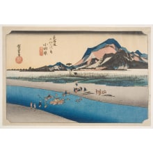 Japanese Print "Odawara: The Ford of the Sakogawa" by Utagawa Hiroshige, 歌川広重 (Utagawa Hiroshige I 歌川 広重)