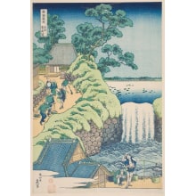 Japanischer Druck "The Falls at Aoigaoka in the Eastern Capital (Tōto Aoigaoka no taki)" von Katsushika Hokusai, 葛飾北斎 (Katsushika Hokusai 葛飾 北斎)