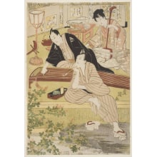 Japanischer Druck "Three Actors In Private Life" von Utagawa Toyokuni I, 歌川豊国 (Utagawa Toyokuni I 歌川 豊国)