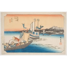 Japanese Print "Arai: Ferry Boats Crossing to Arai" by Utagawa Hiroshige, 歌川広重 (Utagawa Hiroshige I 歌川 広重)